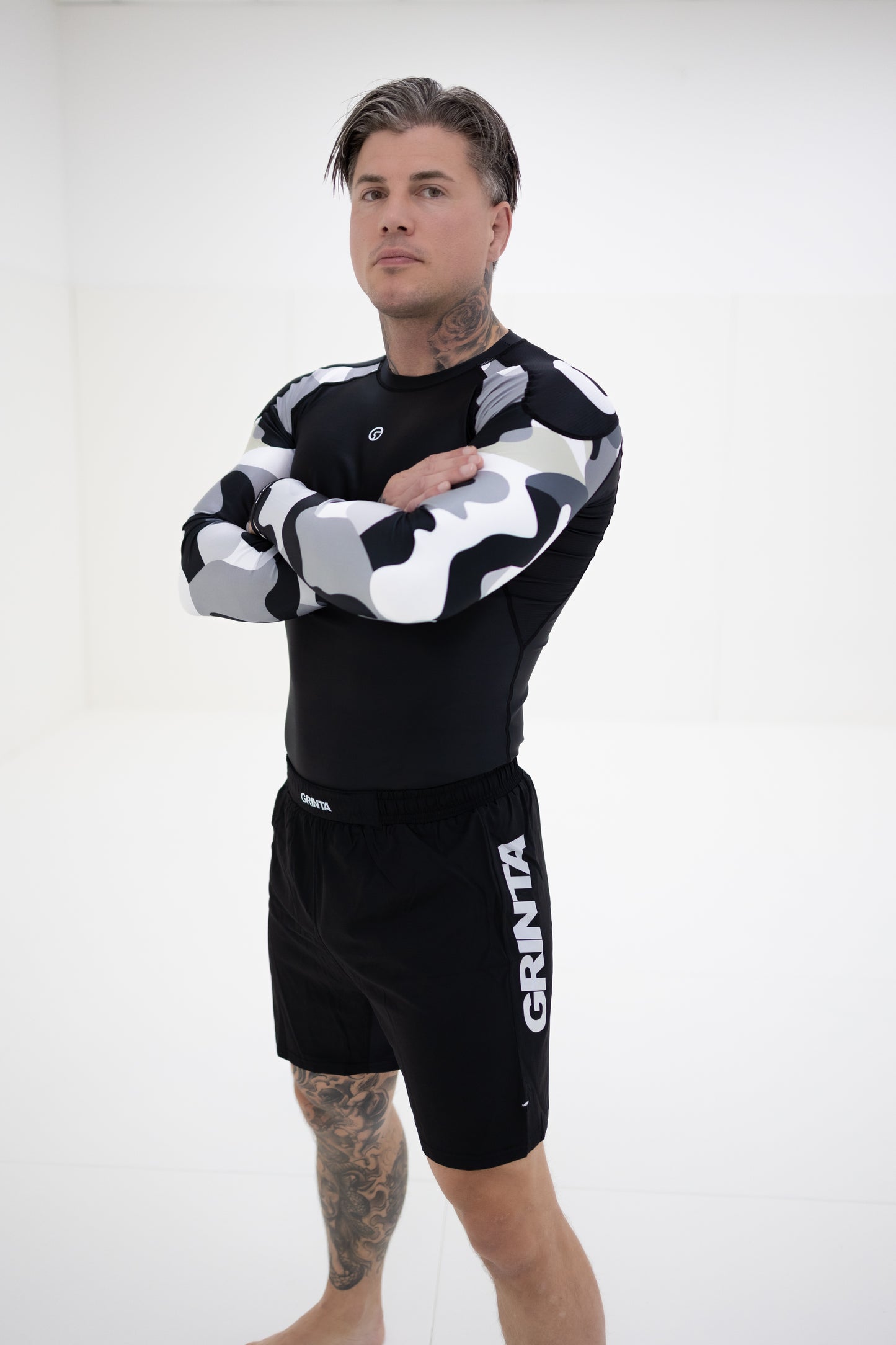 Camouflage Long Sleeve Rashguard - Black