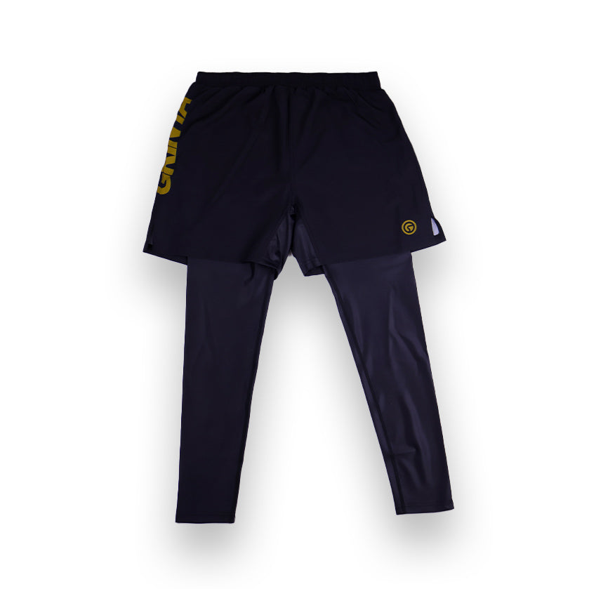 Core Hybrid Long Shorts V2 - Black/Gold