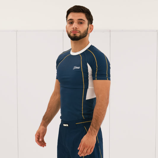 Flow Rashguard - Steel Blue/Gold