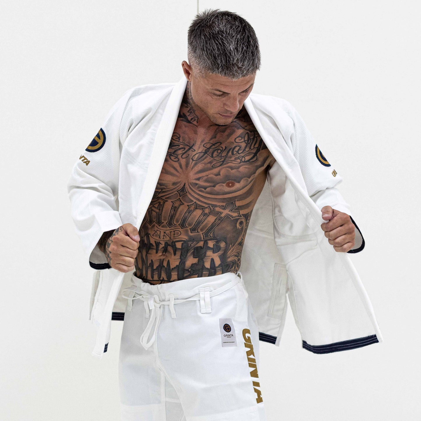 Essential Gi White With Brown/Navy Blue