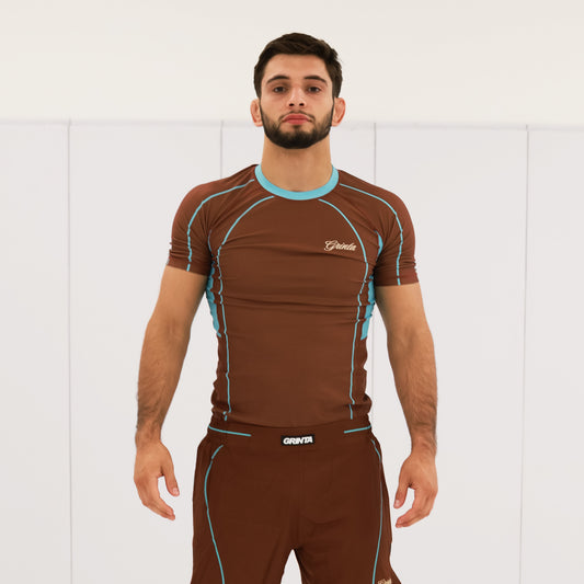 Flow Rashguard - Brown/Sky Blue